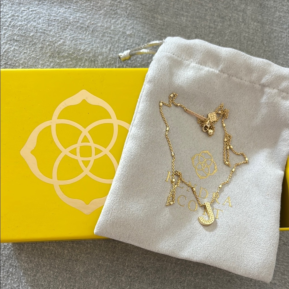 Kendra Scott “J” Gold Necklace Dainty Chain